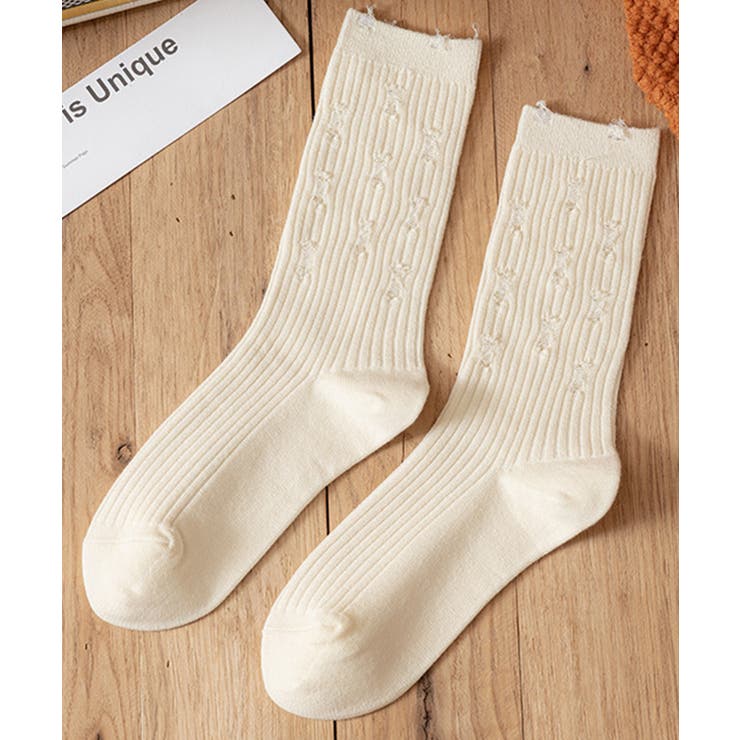 ホワイト | 【mosox】ダメージ加工ソックス | aimoha 
