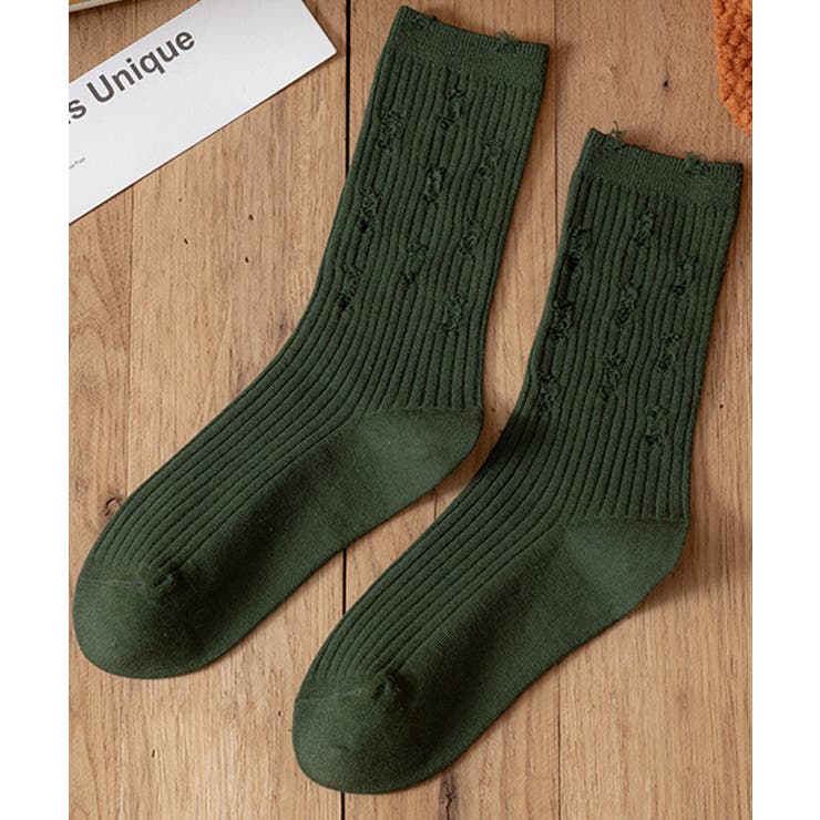 ダークグリーン | 【mosox】ダメージ加工ソックス | aimoha 