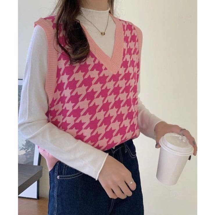 【Jasmine】千鳥柄ニットベスト Jasmine Grandiflorum | aimoha  | 詳細画像20 