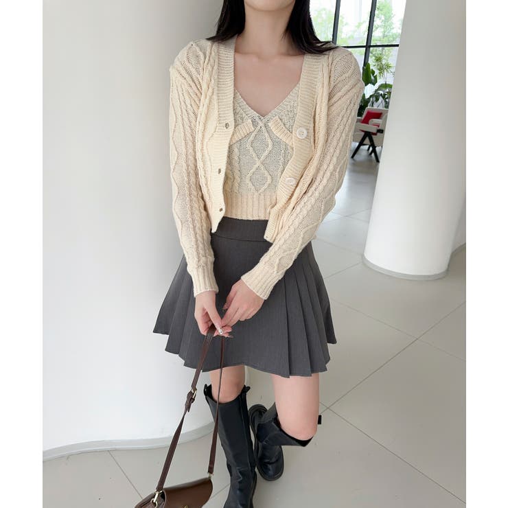 【Jasmine】ケーブル編みニットカーディガン+キャミソール Jasmine … | aimoha  | 詳細画像7 