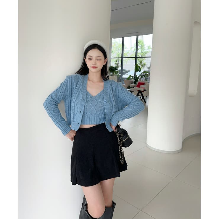 【Jasmine】ケーブル編みニットカーディガン+キャミソール Jasmine … | aimoha  | 詳細画像3 