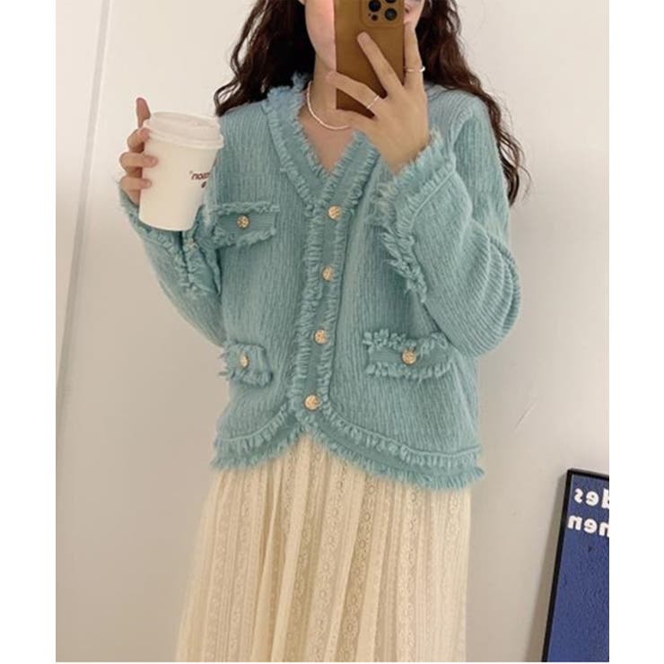 【Jasmine】ツイード風フリンジニットカーディガン Jasmine Gran… | aimoha  | 詳細画像19 