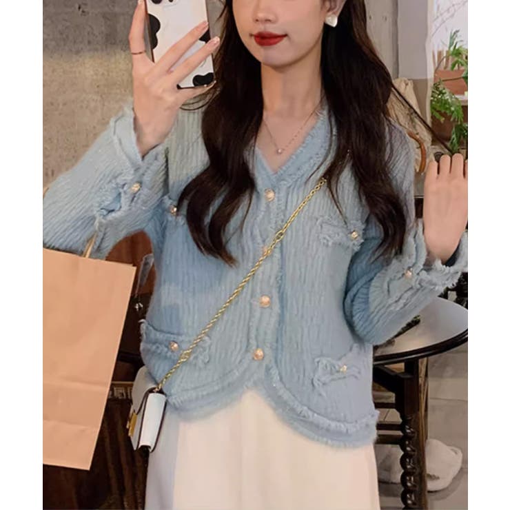 【Jasmine】ツイード風フリンジニットカーディガン Jasmine Gran… | aimoha  | 詳細画像20 