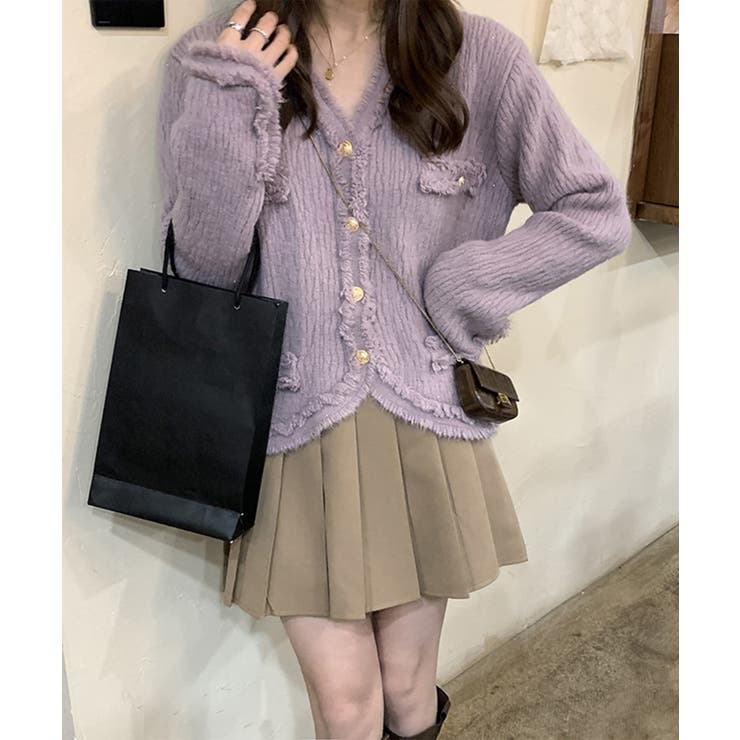 【Jasmine】ツイード風フリンジニットカーディガン Jasmine Gran… | aimoha  | 詳細画像17 