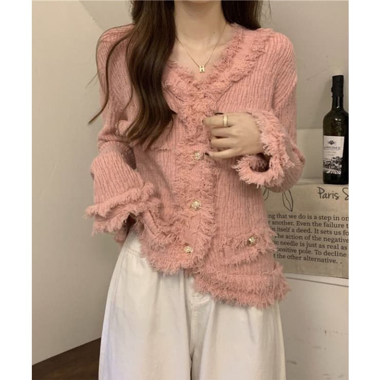 【Jasmine】ツイード風フリンジニットカーディガン Jasmine Gran… | aimoha  | 詳細画像9 