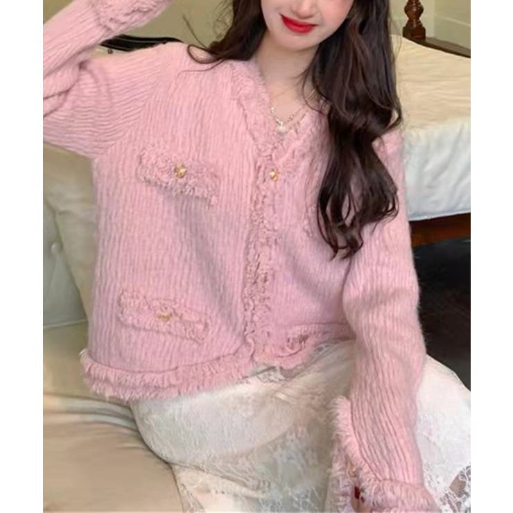 【Jasmine】ツイード風フリンジニットカーディガン Jasmine Gran… | aimoha  | 詳細画像11 