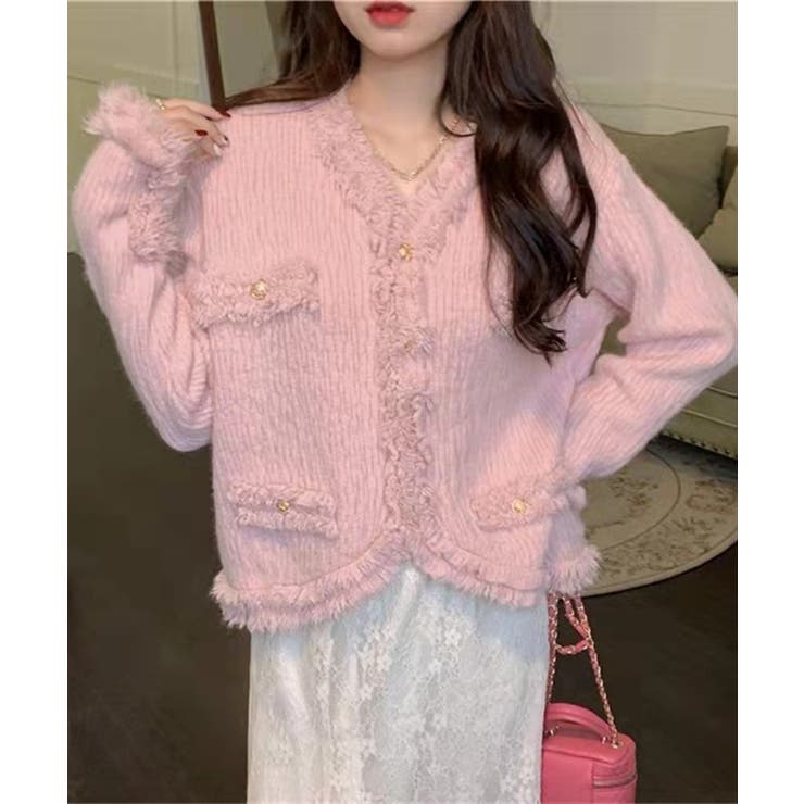 【Jasmine】ツイード風フリンジニットカーディガン Jasmine Gran… | aimoha  | 詳細画像12 