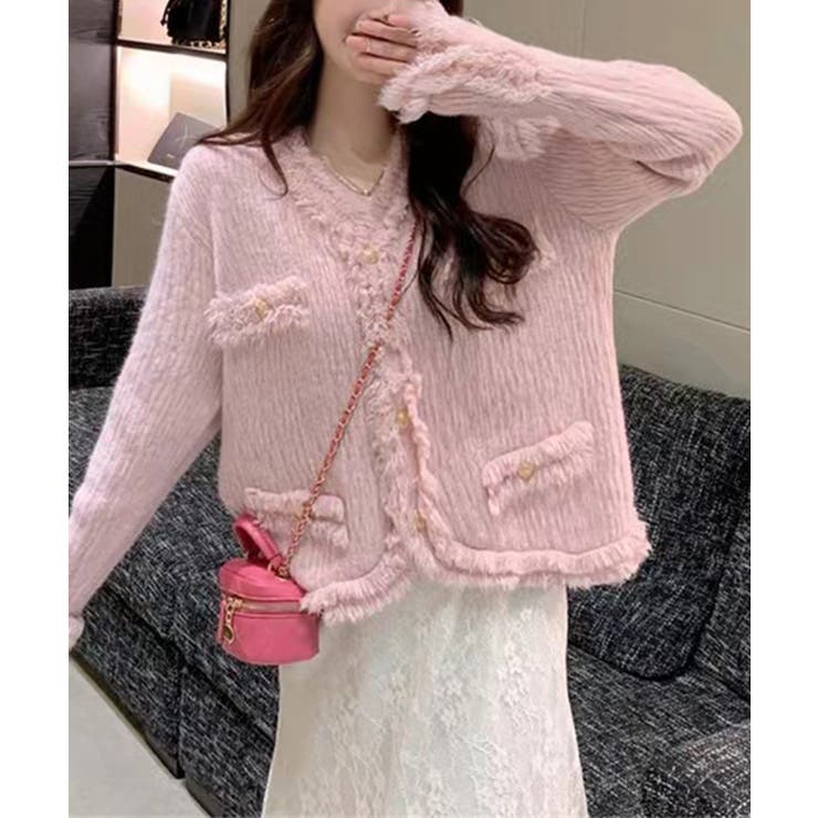 【Jasmine】ツイード風フリンジニットカーディガン Jasmine Gran… | aimoha  | 詳細画像13 