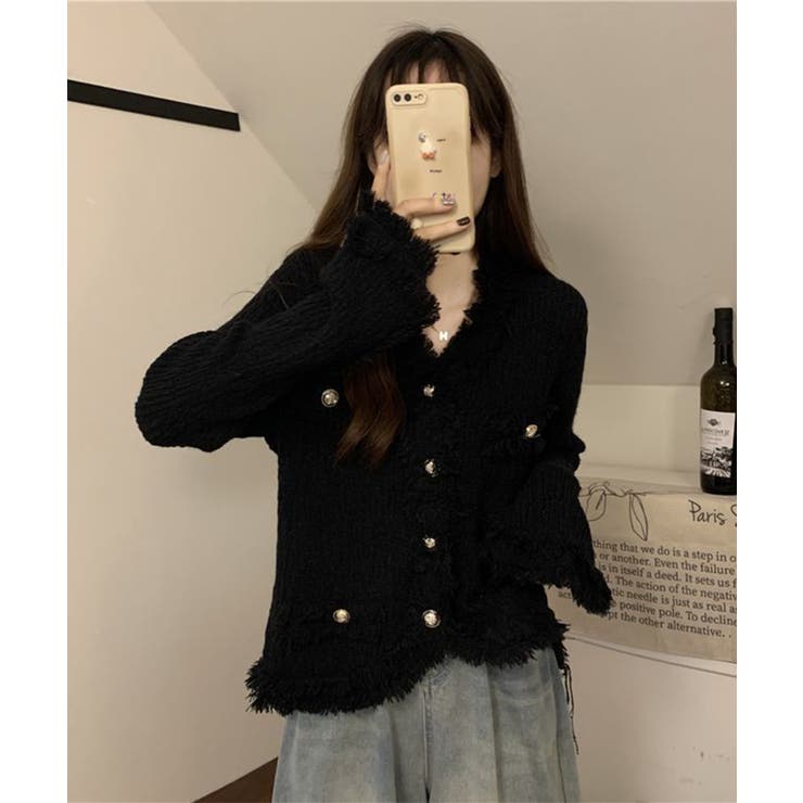 【Jasmine】ツイード風フリンジニットカーディガン Jasmine Gran… | aimoha  | 詳細画像14 