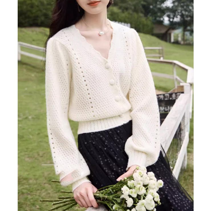 ミニ丈パフカーディガン Jasmine Grandiflorum | aimoha  | 詳細画像16 