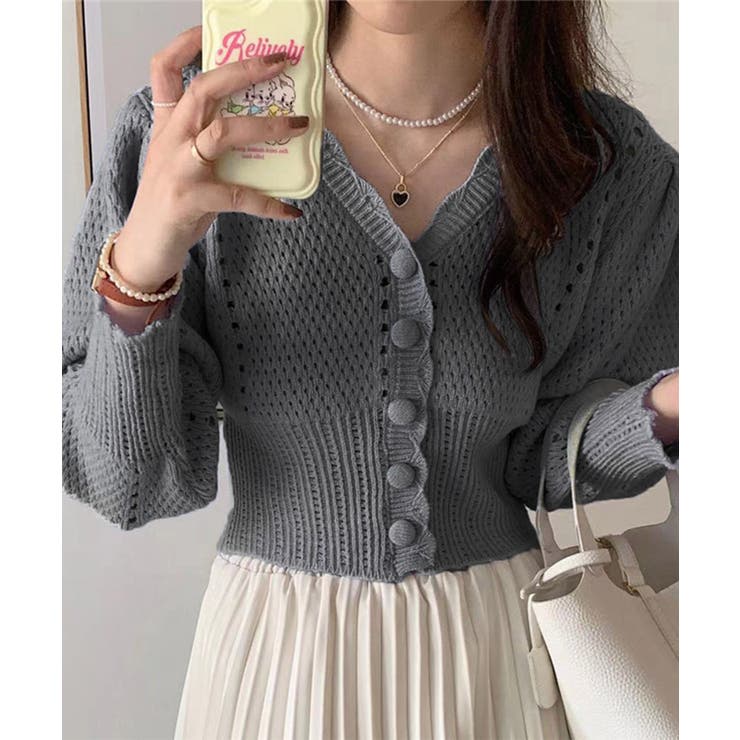 ミニ丈パフカーディガン Jasmine Grandiflorum | aimoha  | 詳細画像17 