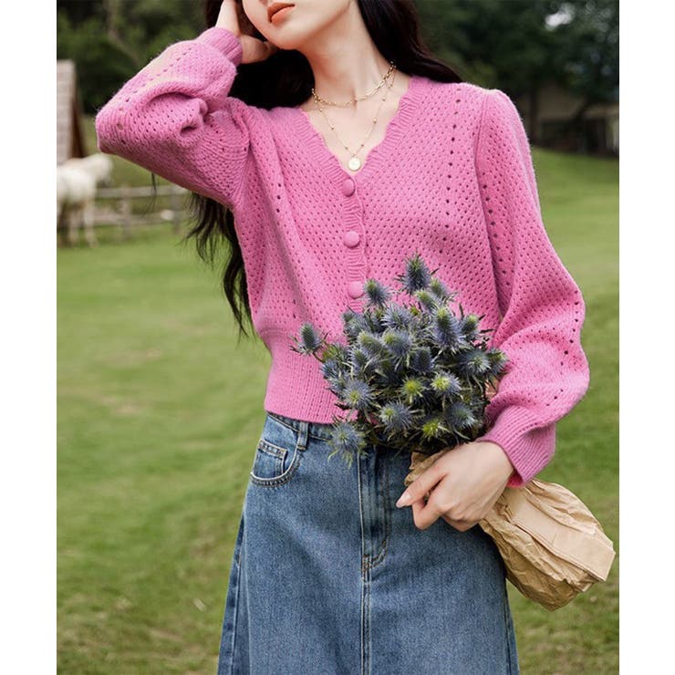 ミニ丈パフカーディガン Jasmine Grandiflorum | aimoha  | 詳細画像4 