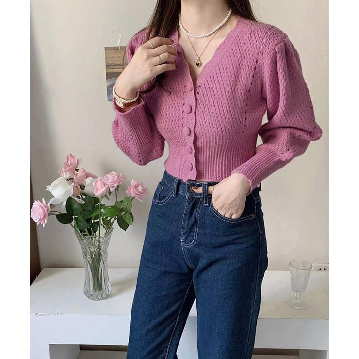 ミニ丈パフカーディガン Jasmine Grandiflorum | aimoha  | 詳細画像6 