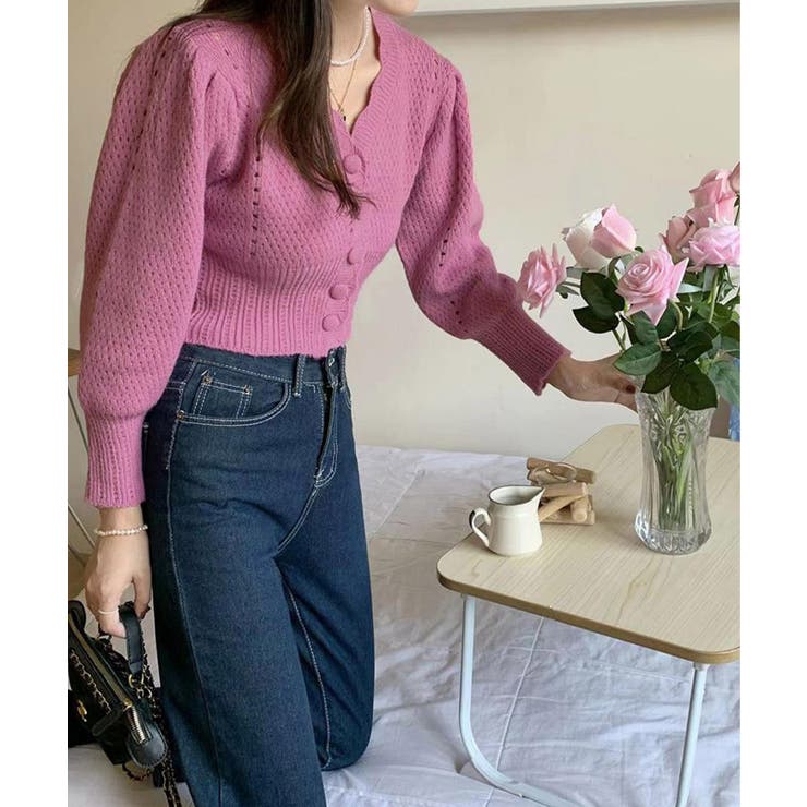 ミニ丈パフカーディガン Jasmine Grandiflorum | aimoha  | 詳細画像7 