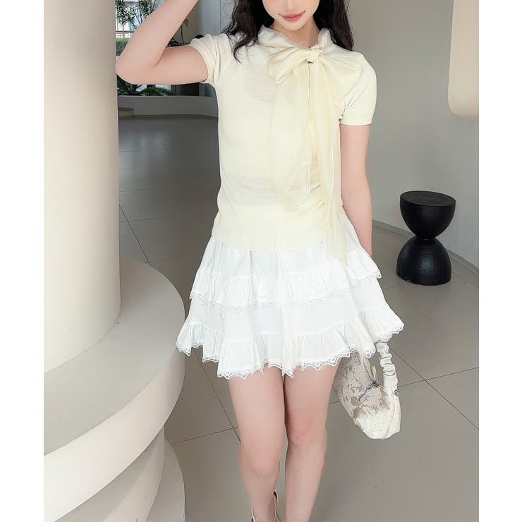 【Jasmine】リボンシアーニットトップス | aimoha  | 詳細画像4 