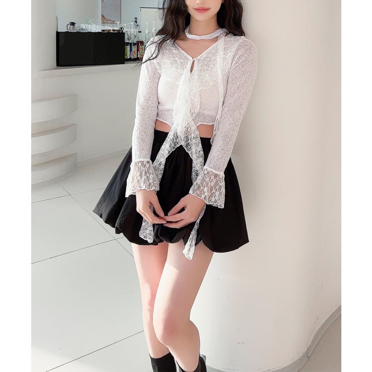 【Jasmine】レースダブルラッフルフリルブラウス | aimoha  | 詳細画像9 