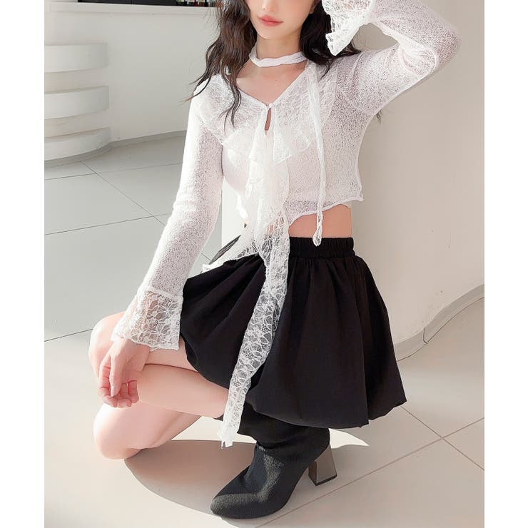 【Jasmine】レースダブルラッフルフリルブラウス | aimoha  | 詳細画像10 