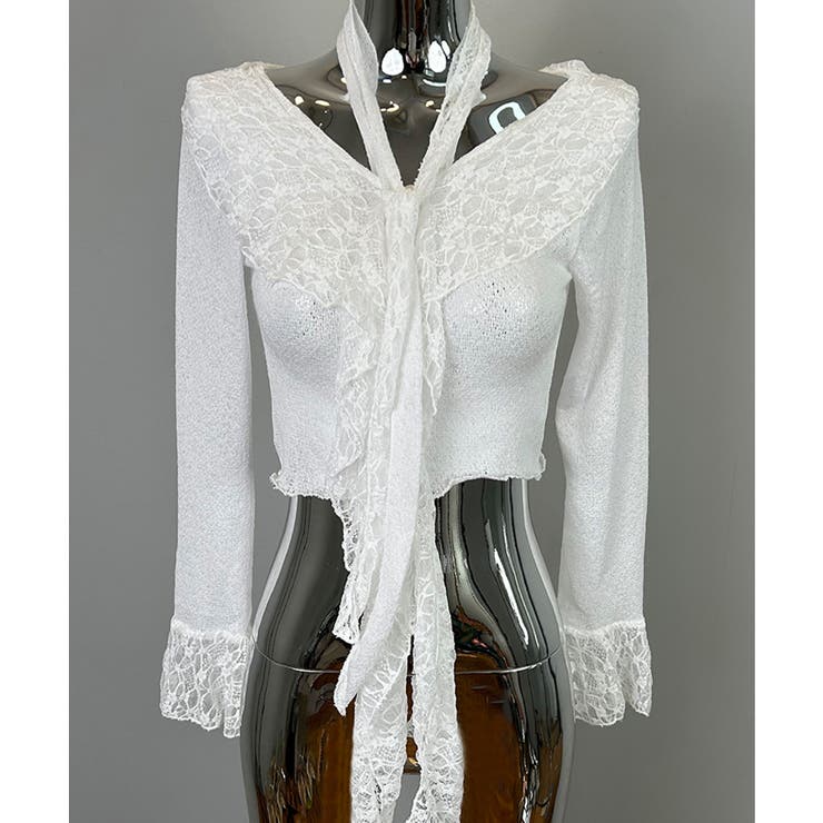 【Jasmine】レースダブルラッフルフリルブラウス | aimoha  | 詳細画像11 