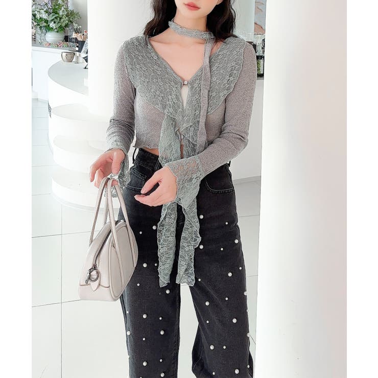 【Jasmine】レースダブルラッフルフリルブラウス | aimoha  | 詳細画像2 