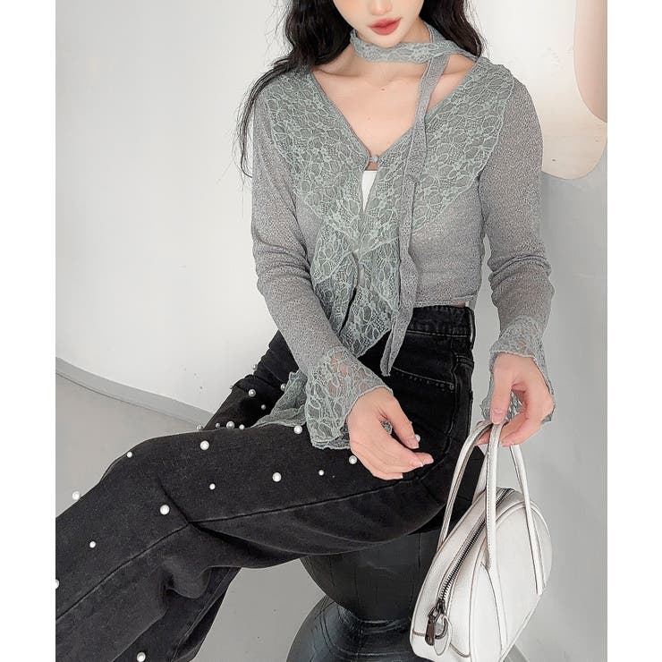 【Jasmine】レースダブルラッフルフリルブラウス | aimoha  | 詳細画像4 