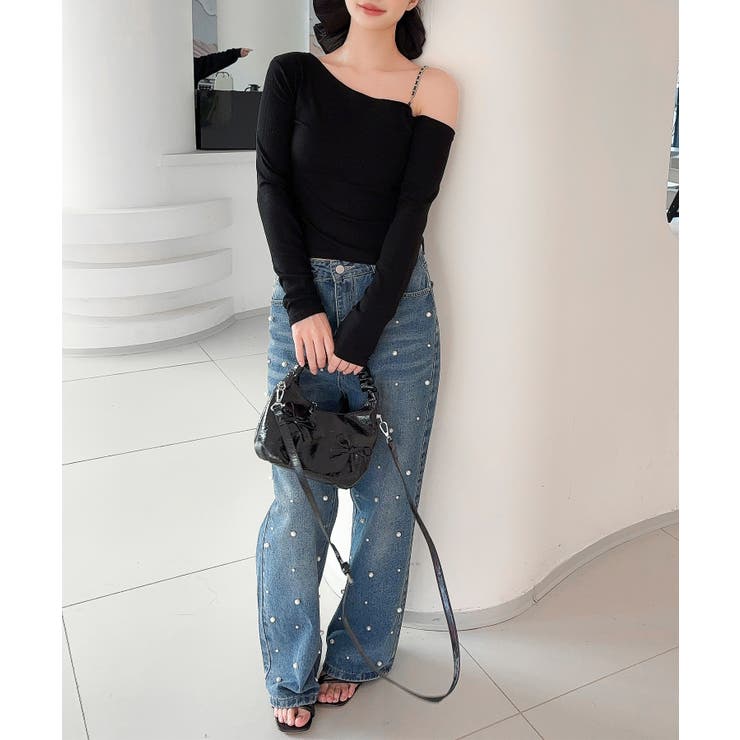 【Jasmine】アシメチェーンワンショルトップス | aimoha  | 詳細画像6 