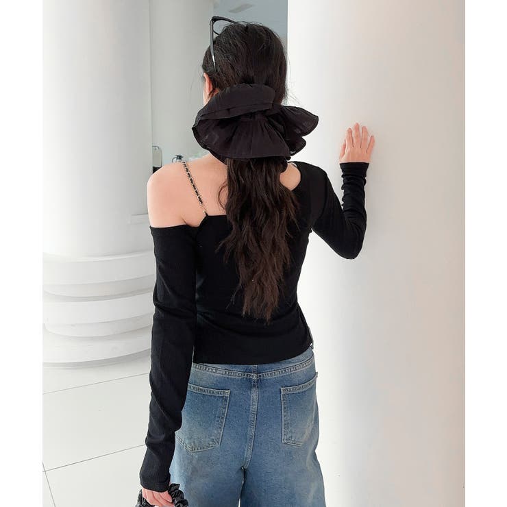 【Jasmine】アシメチェーンワンショルトップス | aimoha  | 詳細画像4 