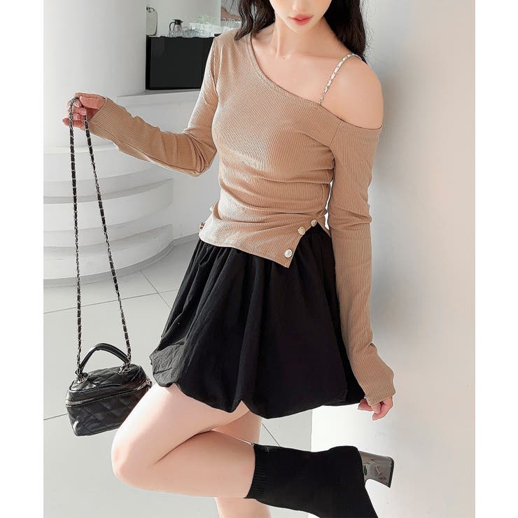 【Jasmine】アシメチェーンワンショルトップス | aimoha  | 詳細画像13 