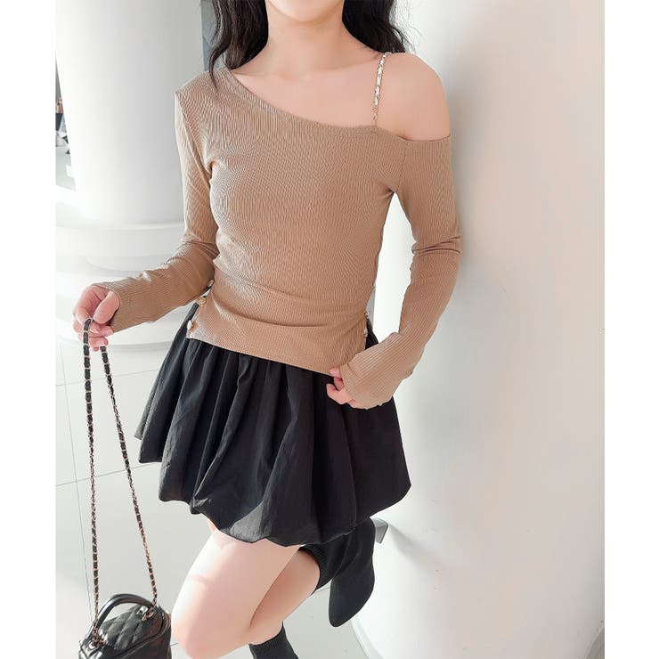 【Jasmine】アシメチェーンワンショルトップス | aimoha  | 詳細画像10 