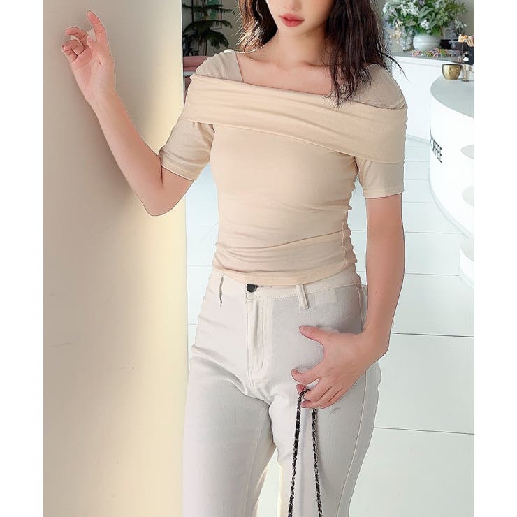 【Jasmine】メッシュ切り替えオフショルTシャツ | aimoha  | 詳細画像4 