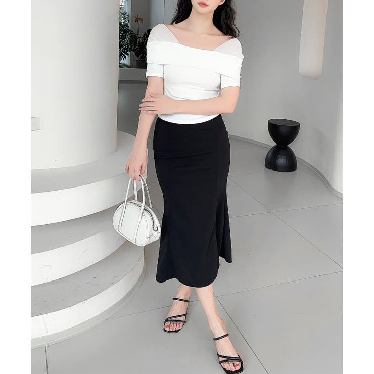 【Jasmine】メッシュ切り替えオフショルTシャツ | aimoha  | 詳細画像9 