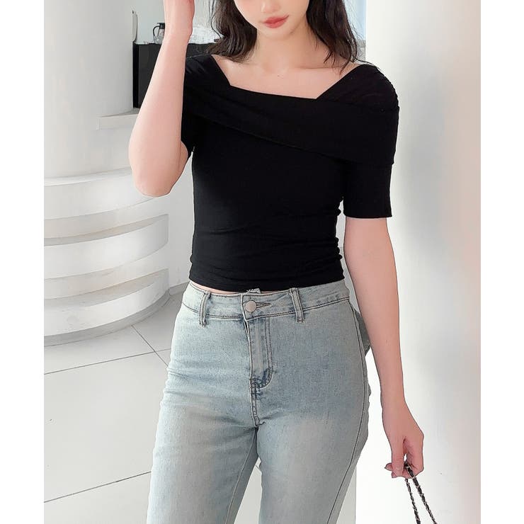 【Jasmine】メッシュ切り替えオフショルTシャツ | aimoha  | 詳細画像10 