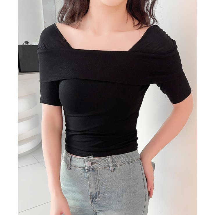 【Jasmine】メッシュ切り替えオフショルTシャツ | aimoha  | 詳細画像11 