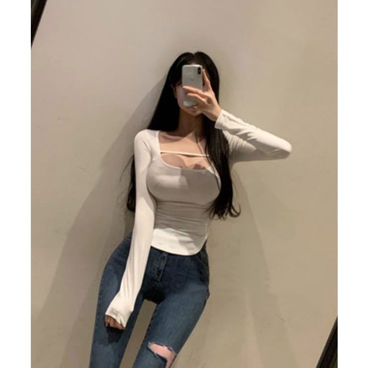 ナローストラップ長袖トップス Jasmine Grandiflorum | aimoha  | 詳細画像5 