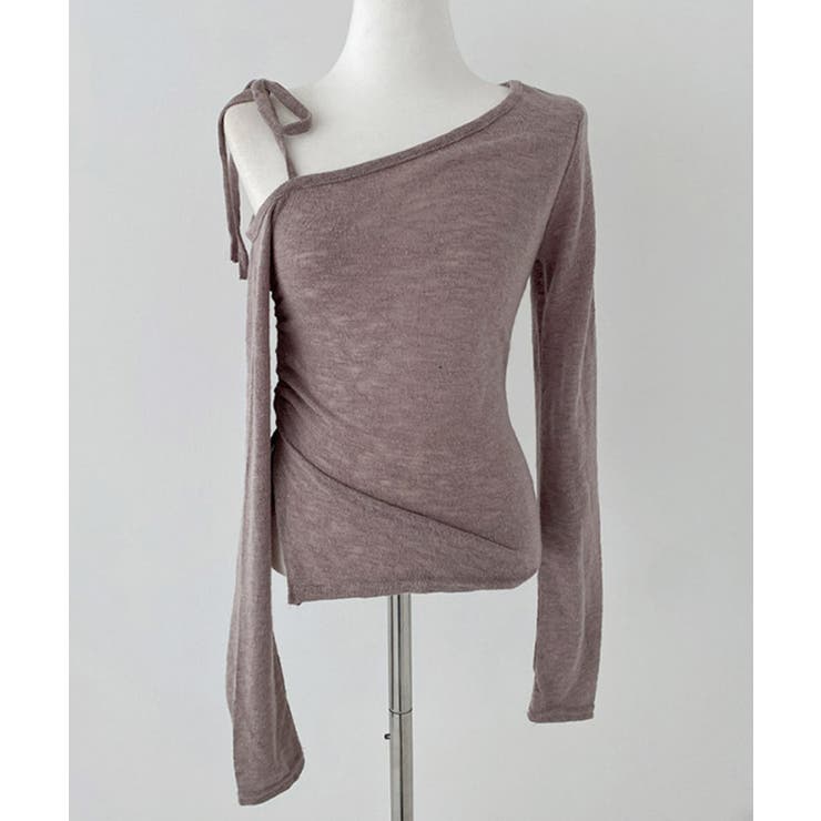 【Jasmine】肩見せシャーリングリボンショートトップス Jasmine Gr… | aimoha  | 詳細画像1 