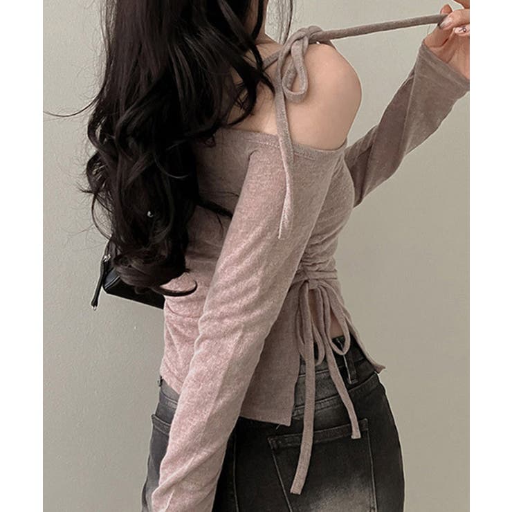 【Jasmine】肩見せシャーリングリボンショートトップス Jasmine Gr… | aimoha  | 詳細画像11 