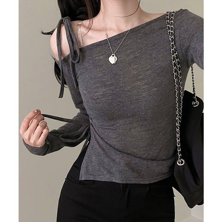 【Jasmine】肩見せシャーリングリボンショートトップス Jasmine Gr… | aimoha  | 詳細画像19 