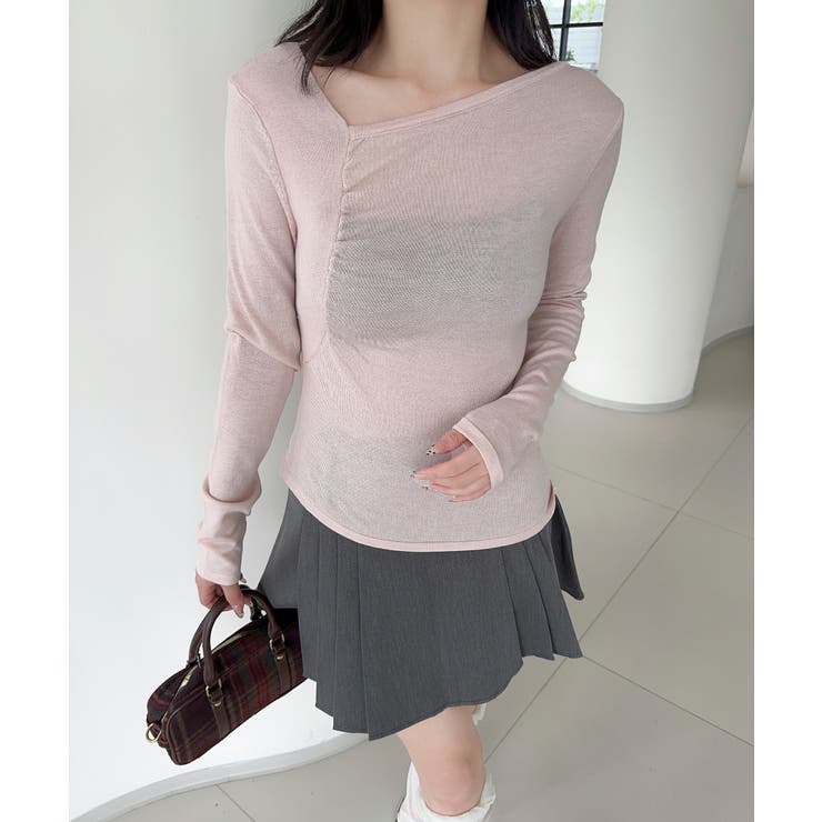 ピンク | アシンメトリーニットプルオーバー Jasmine Grandiflorum | aimoha 