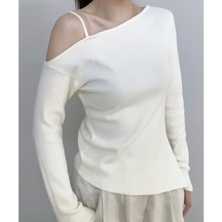 ホワイト | 【Jasmine】ワンショルダーニットプルオーバ Jasmine Grandif… | aimoha 