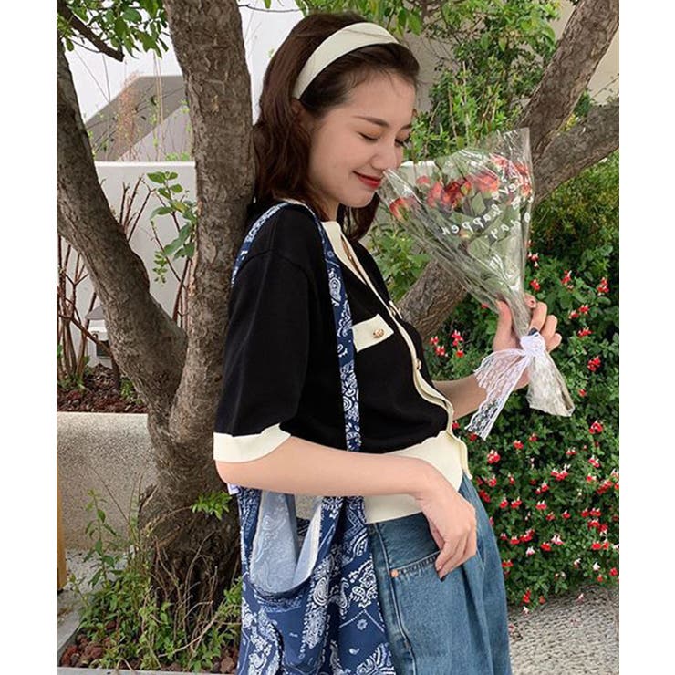 ハーフスリーブバイカラーカーディガン Jasmine Grandiflorum | aimoha  | 詳細画像19 