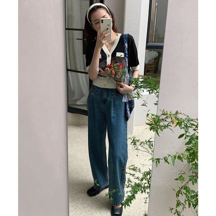 ハーフスリーブバイカラーカーディガン Jasmine Grandiflorum | aimoha  | 詳細画像21 