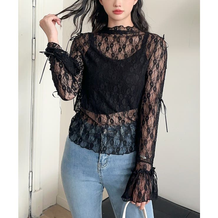 【Jasmine】袖リボンメロウシアーレースインナートップス Jasmine G… | aimoha  | 詳細画像1 