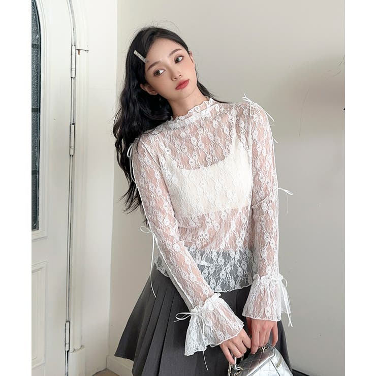 【Jasmine】袖リボンメロウシアーレースインナートップス Jasmine G… | aimoha  | 詳細画像14 