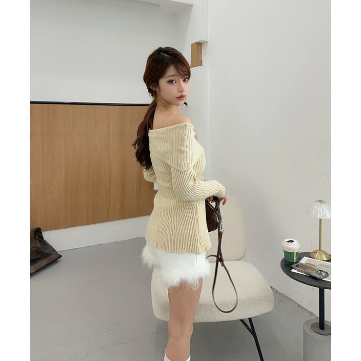 オフショルダーフレニットプルオーバー | aimoha  | 詳細画像3 