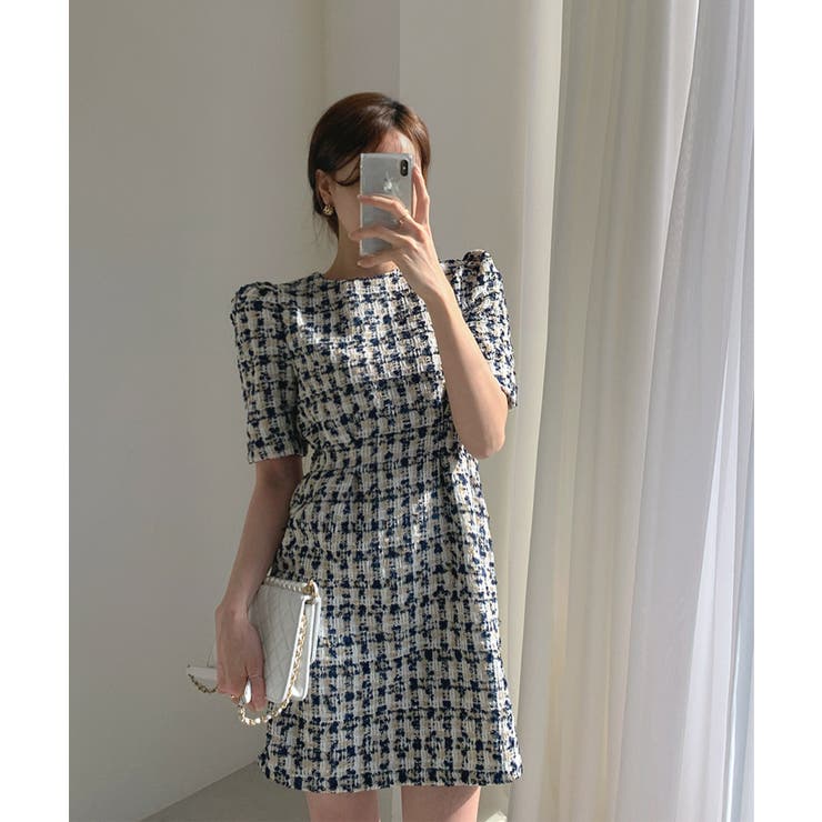 【Jasmine】ツイードフレアミニワンピース Jasmine Grandifl… | aimoha  | 詳細画像1 