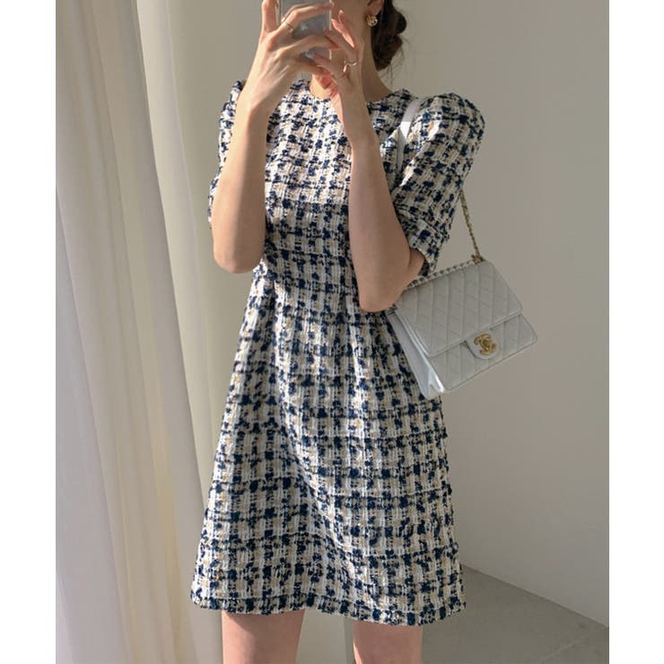 【Jasmine】ツイードフレアミニワンピース Jasmine Grandifl… | aimoha  | 詳細画像4 