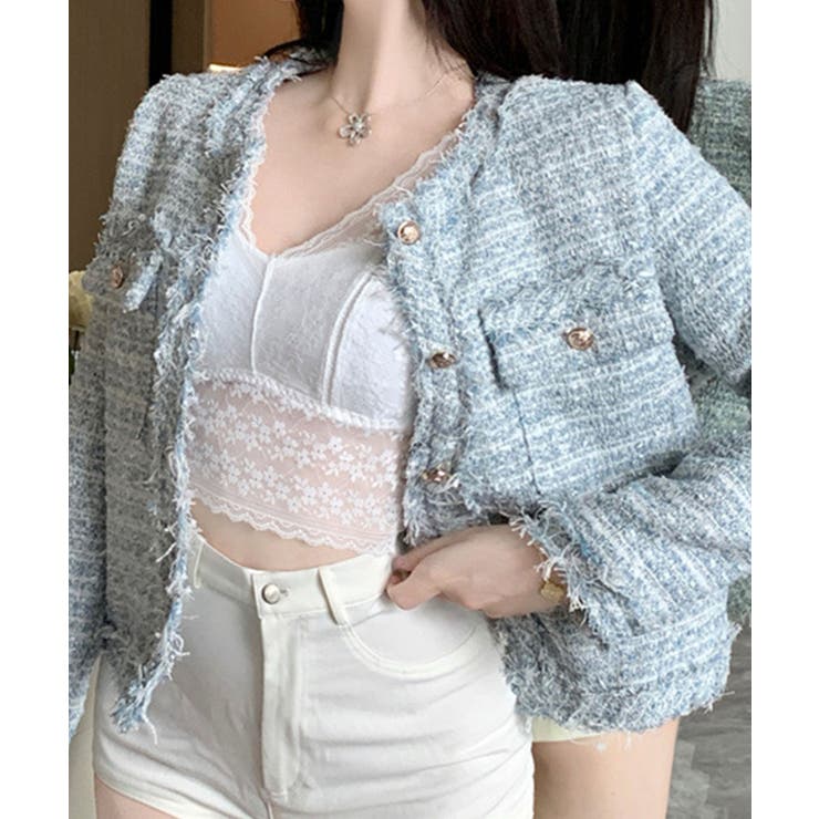 【Jasmine】ツイード風ノーカラーシャケット Jasmine Grandif… | aimoha  | 詳細画像10 