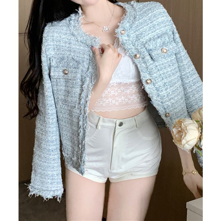 【Jasmine】ツイード風ノーカラーシャケット Jasmine Grandif… | aimoha  | 詳細画像14 