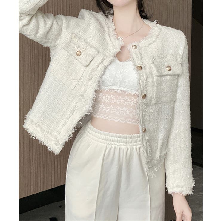 【Jasmine】ツイード風ノーカラーシャケット Jasmine Grandif… | aimoha  | 詳細画像5 