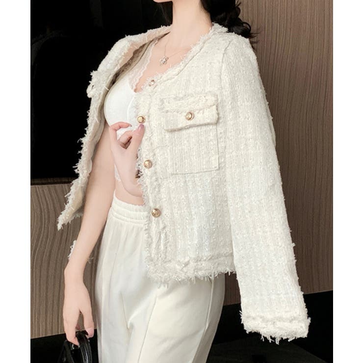 【Jasmine】ツイード風ノーカラーシャケット Jasmine Grandif… | aimoha  | 詳細画像6 