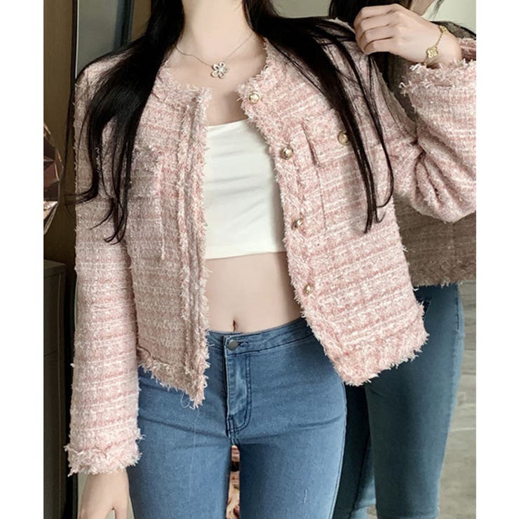 【Jasmine】ツイード風ノーカラーシャケット Jasmine Grandif… | aimoha  | 詳細画像7 